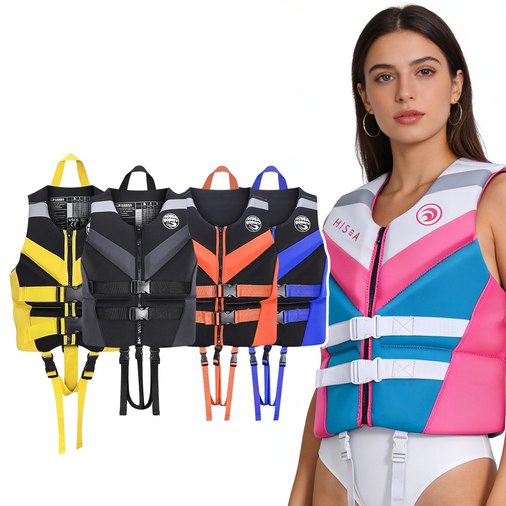 Neoprene Life Vest Adjustable Buckle Safety Life Jacket for Adults Surfing Snorkeling Boating Water Sports