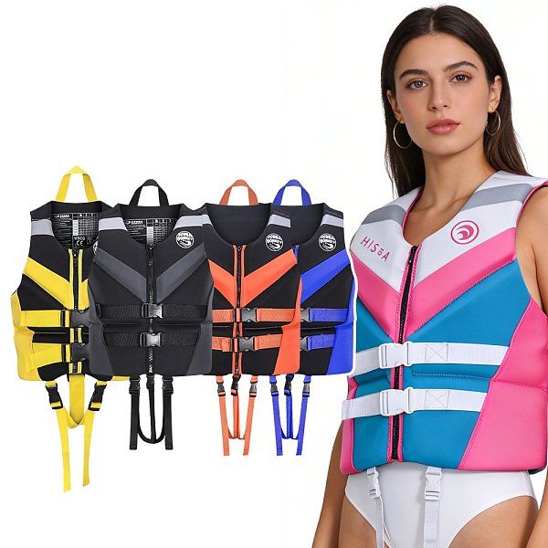 Neoprene Life Vest Adjustable Buckle Safety Life Jacket for Adults Surfing Snorkeling Boating Water Sports