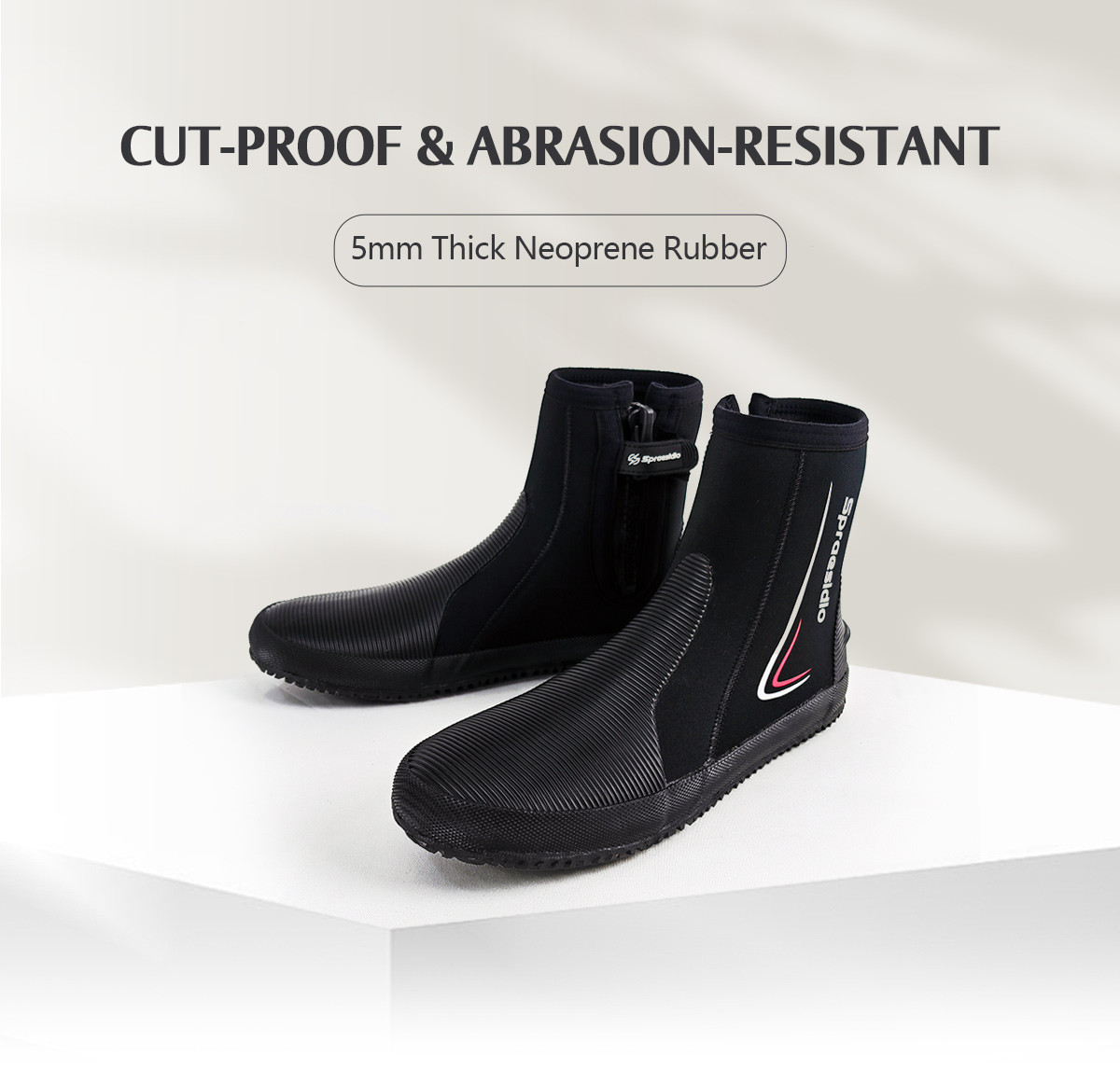 O165_02 5mm Neoprene Diving Boots, Anti‑Slip Rubber Sole Wetsuit Boots for Snorkeling Surfing Beach Water Sports
