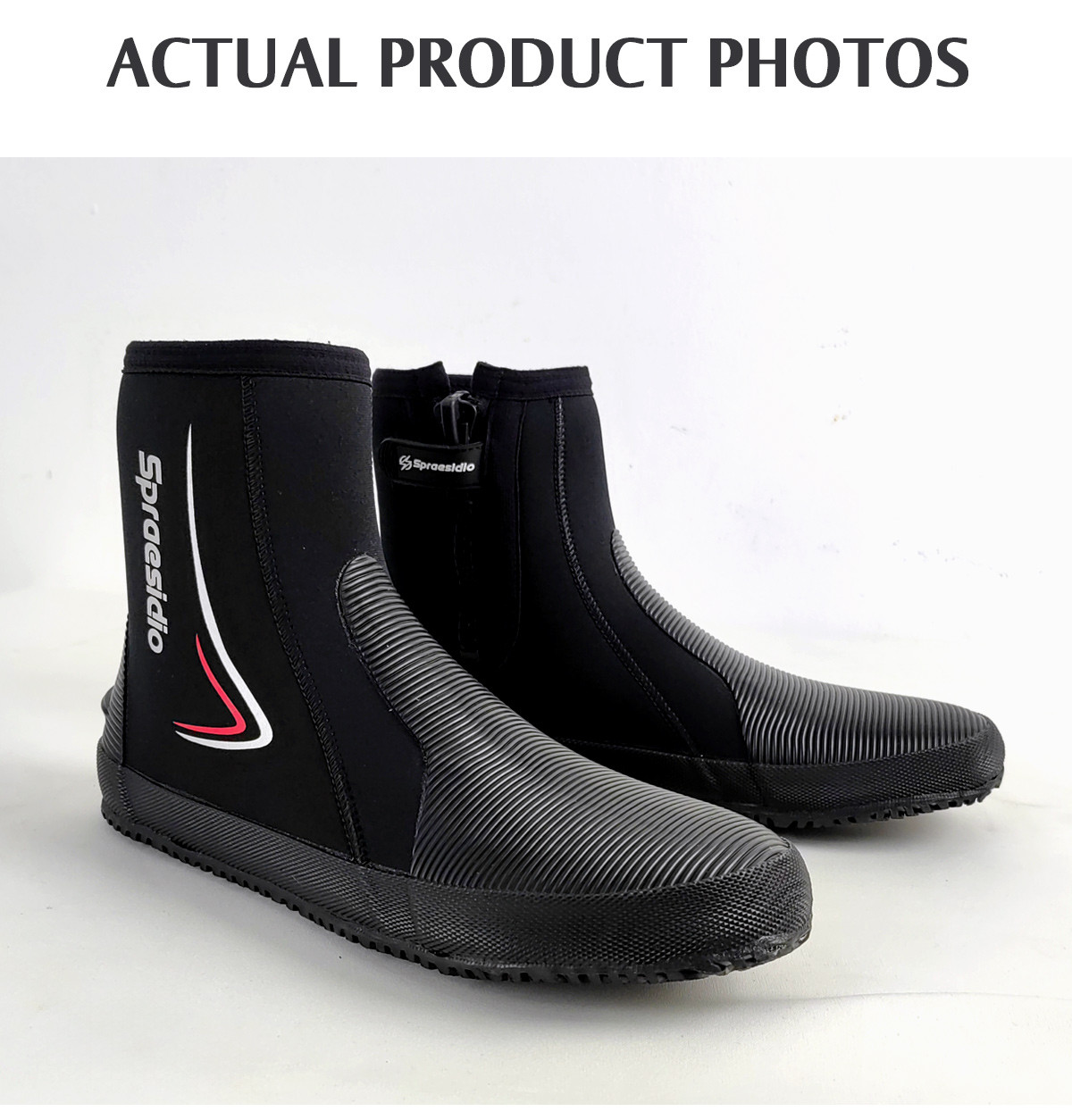 O165_05 5mm Neoprene Diving Boots, Anti‑Slip Rubber Sole Wetsuit Boots for Snorkeling Surfing Beach Water Sports