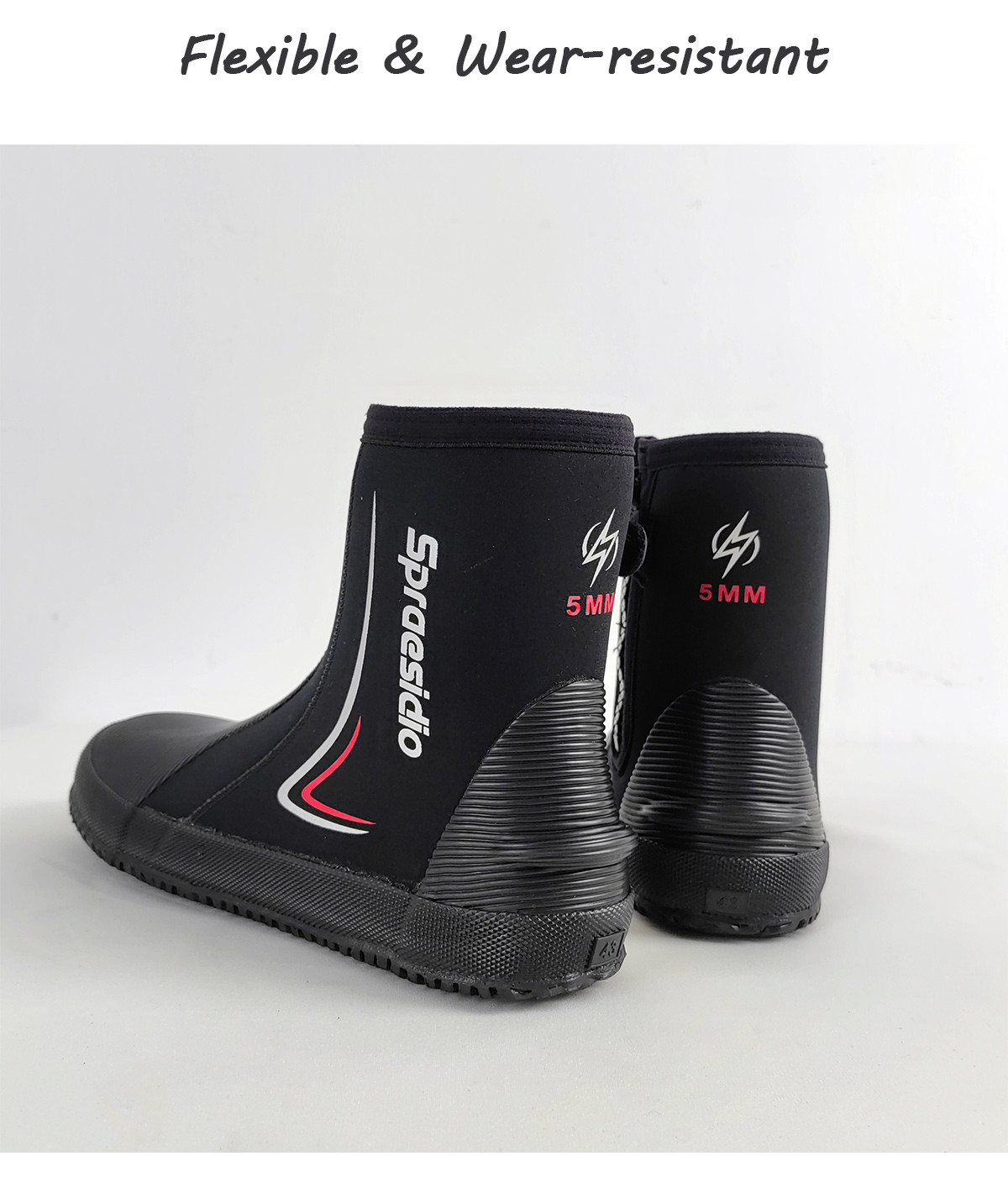 O165_07 5mm Neoprene Diving Boots, Anti‑Slip Rubber Sole Wetsuit Boots for Snorkeling Surfing Beach Water Sports