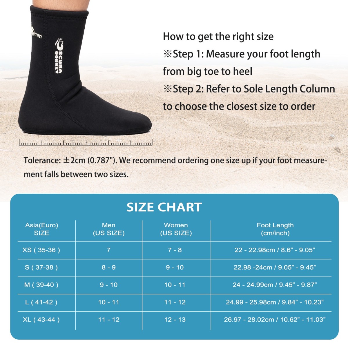 画板 6 2mm Neoprene Water Socks, Anti‑Slip Beach Diving Socks for Adults