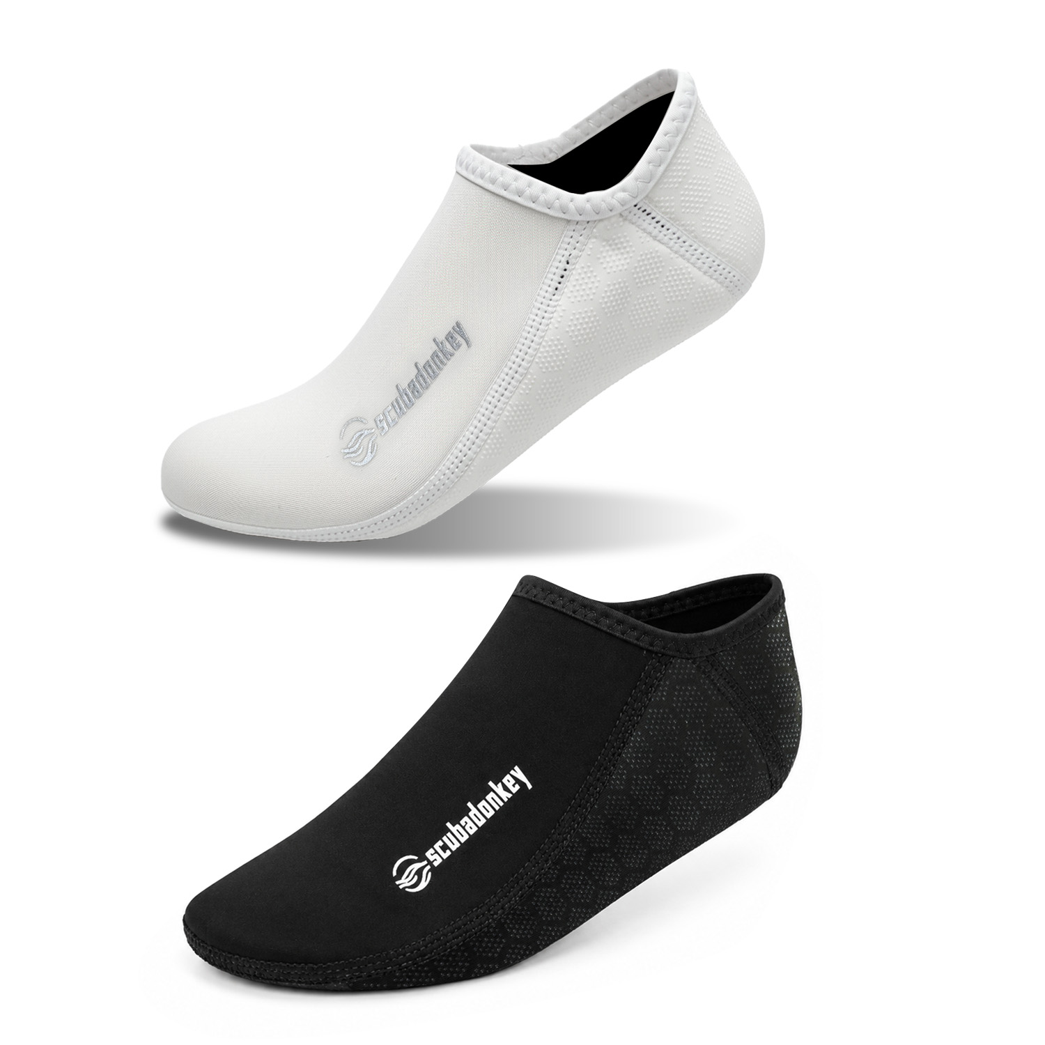Scubadonkey Neoprene Water Socks, Anti‑Slip Beach Diving Socks Black & White for Men Women