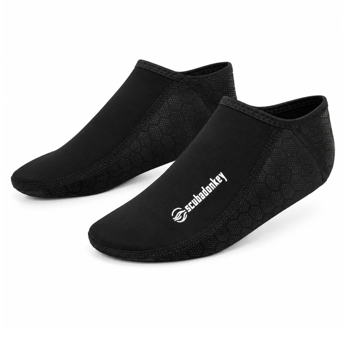 Scubadonkey black neoprene beach socks, stretch‑fit anti‑slip diving water socks for outdoor water sports