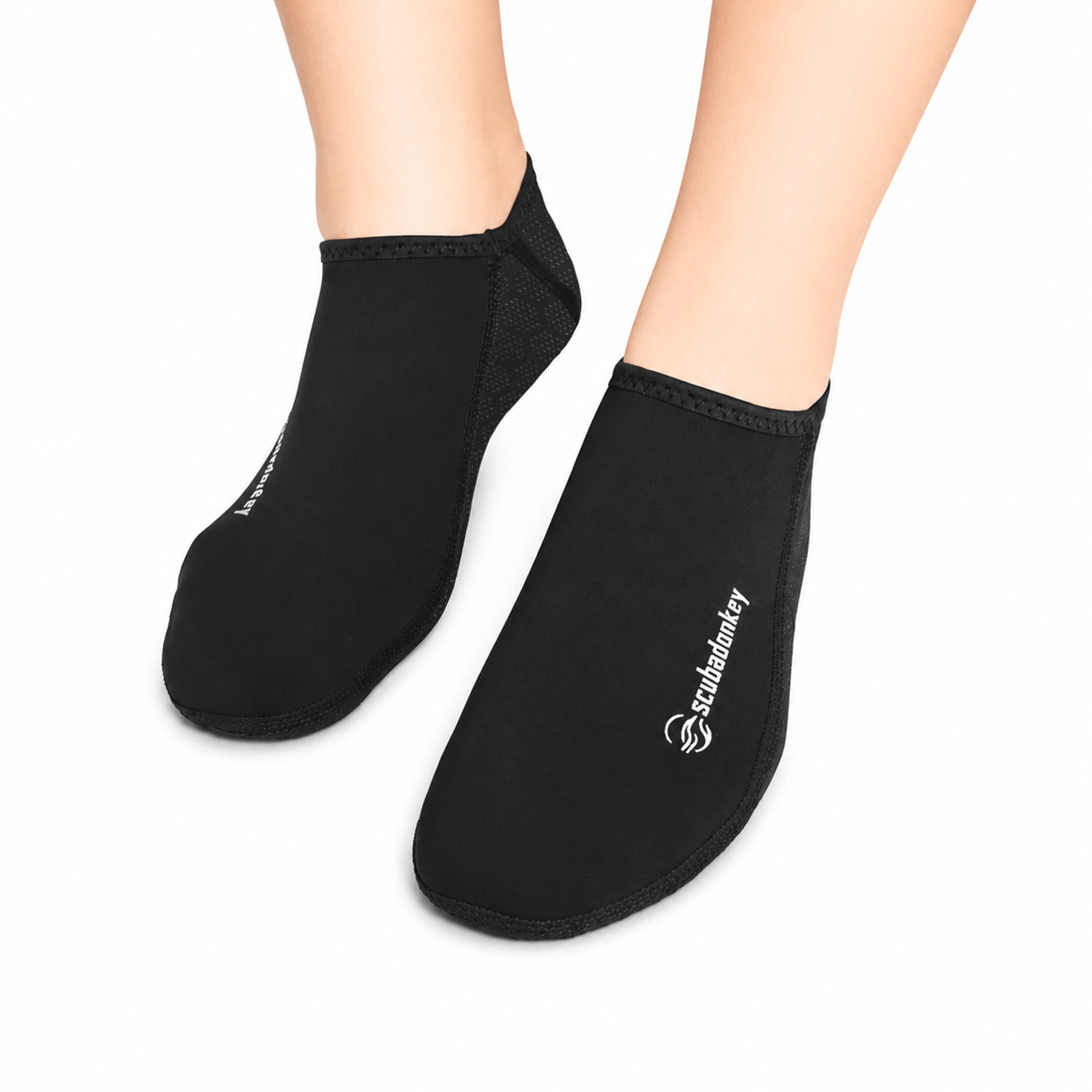 Scubadonkey Neoprene Water Socks, Anti‑Slip Beach Diving Socks Black & White for Men Women