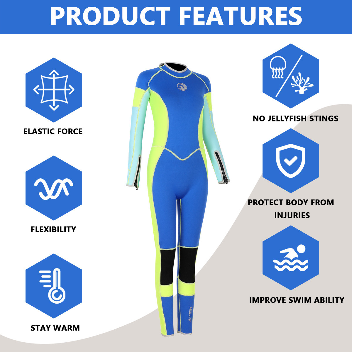 6 Women’s Full Wetsuit 3mm Neoprene Diving & Surfing Suit
