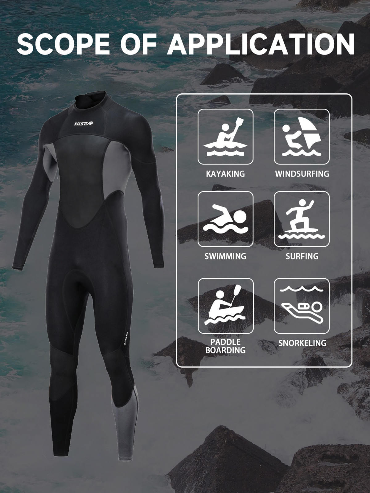 4 Flexible neoprene wetsuit provides warmth buoyancy and body protection