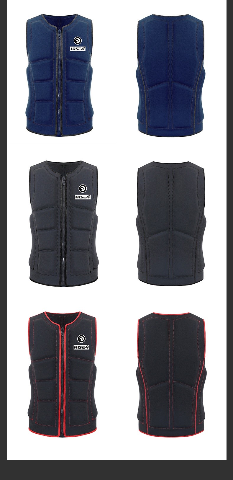 详情页_08 HISEA Neoprene Life Vest Adult Buoyancy Flotation Jacket for Jet Ski Surfing Rafting Kayaking Water Sports Waterproof Safety Life Jacket