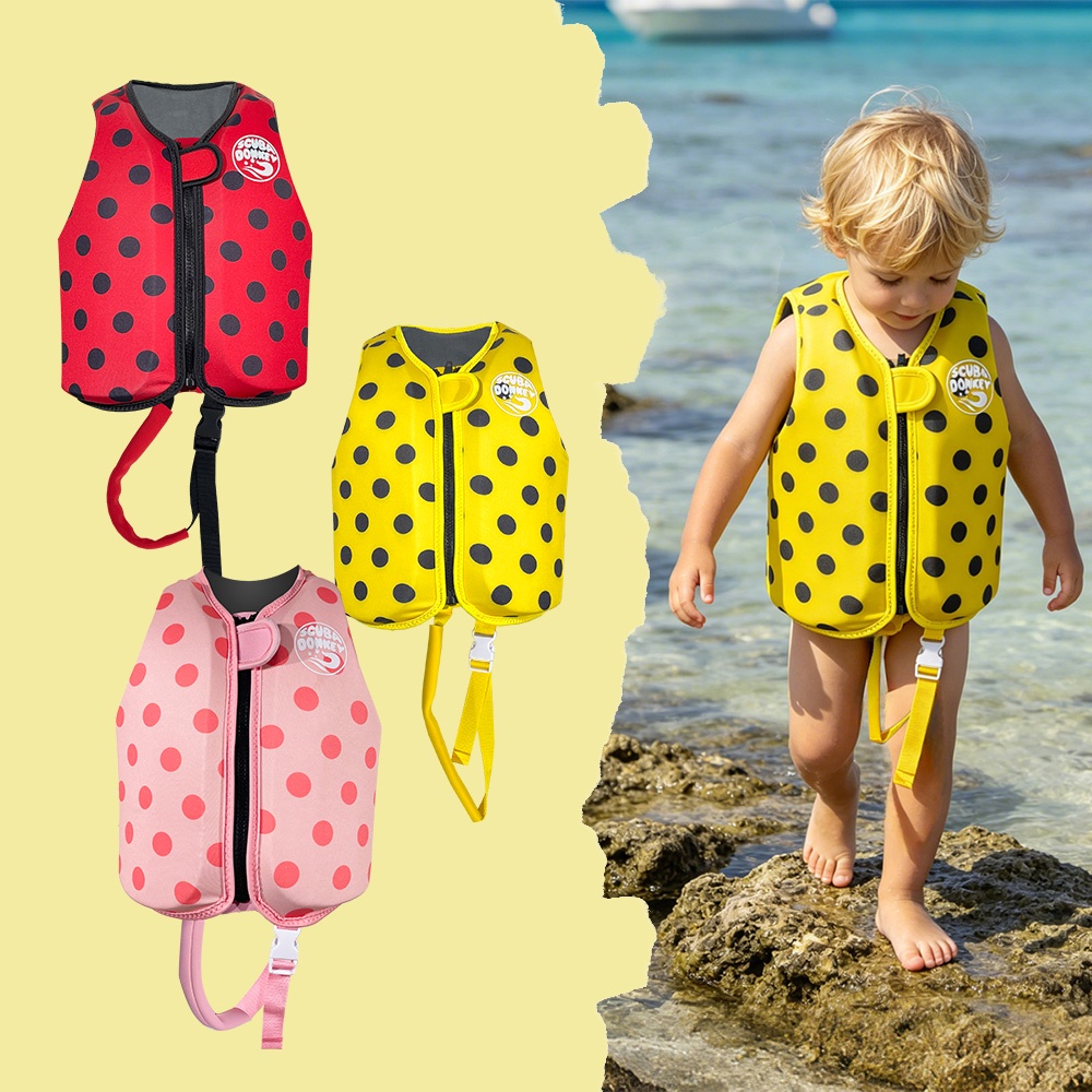 Toddler Kids Polka Dot Life Vest Child Safety Flotation Jacket for Swimming Beach Pool Water Sports