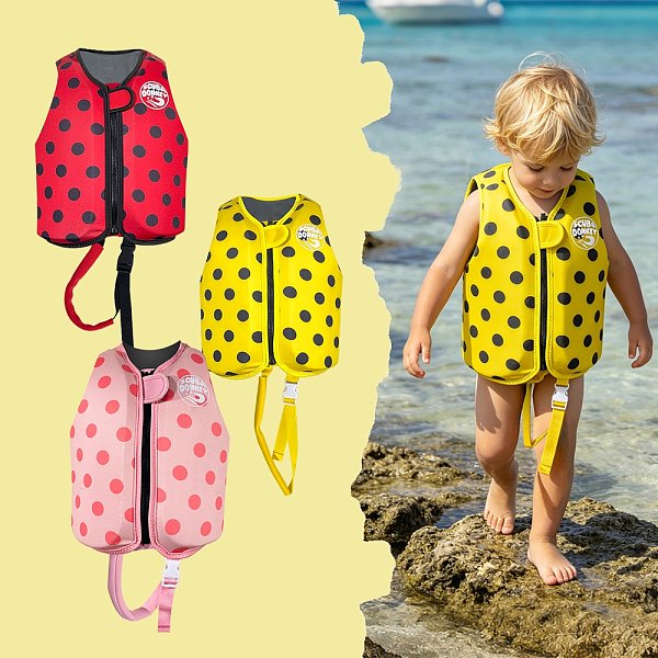 Toddler Kids Polka Dot Life Vest Child Safety Flotation Jacket for Swimming Beach Pool Water Sports