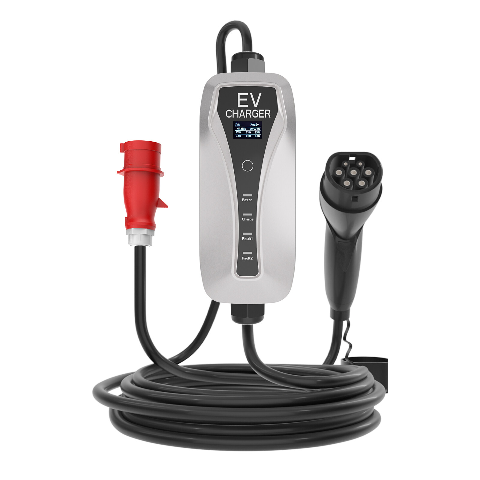 Cargador portátil para vehículos eléctricos Tipo 2 22kw 3 fases