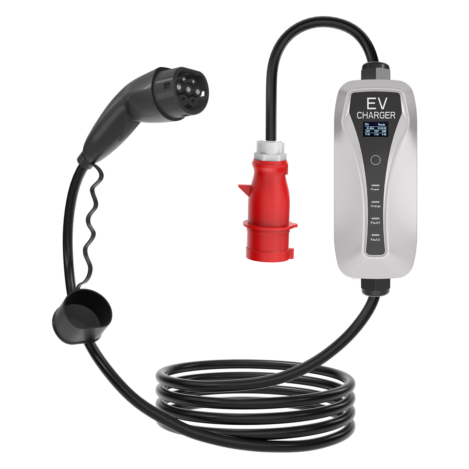 Cargador portátil para vehículos eléctricos Tipo 2 22kw 3 fases