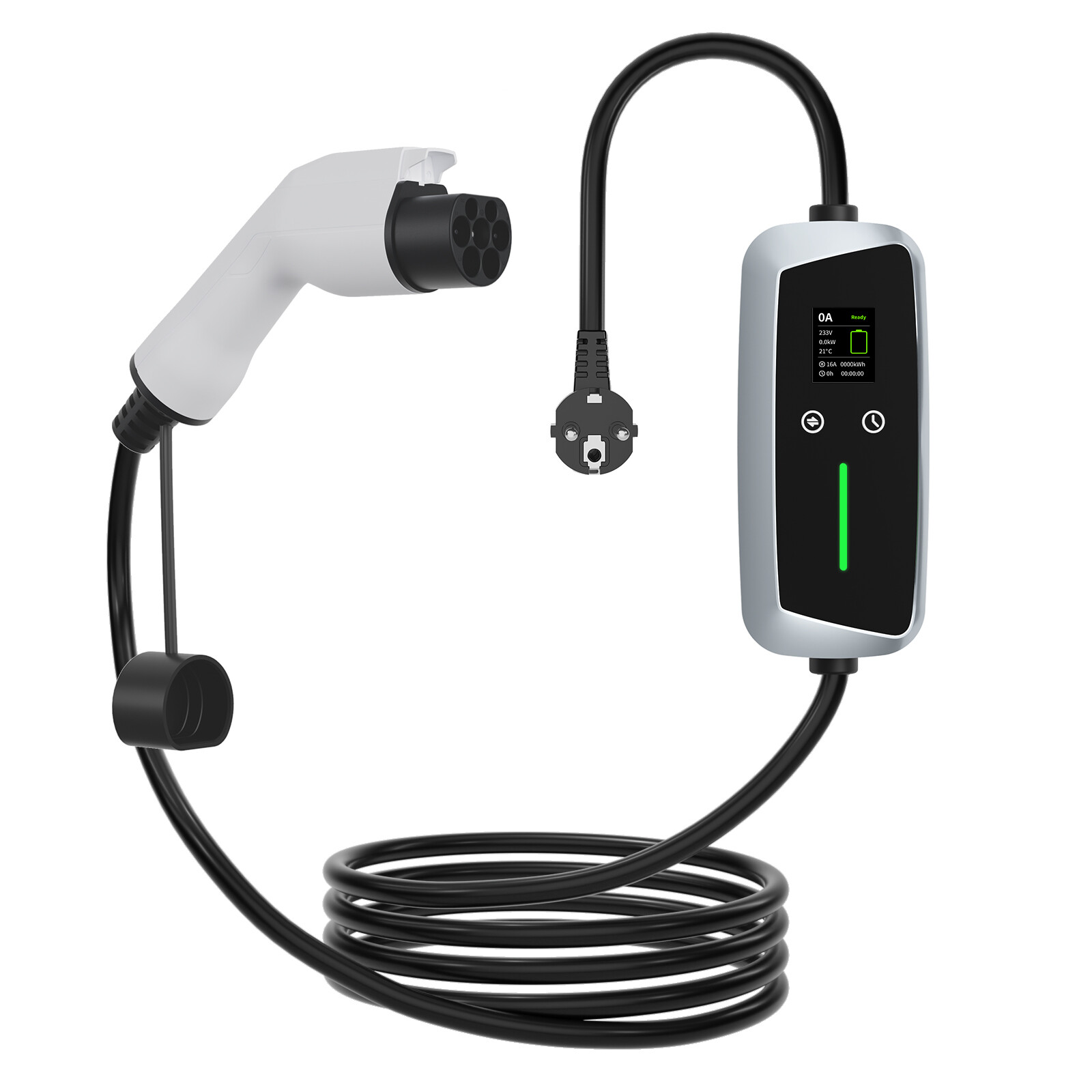 Cargador portátil EV GBT 7.4kw con pantalla LCD