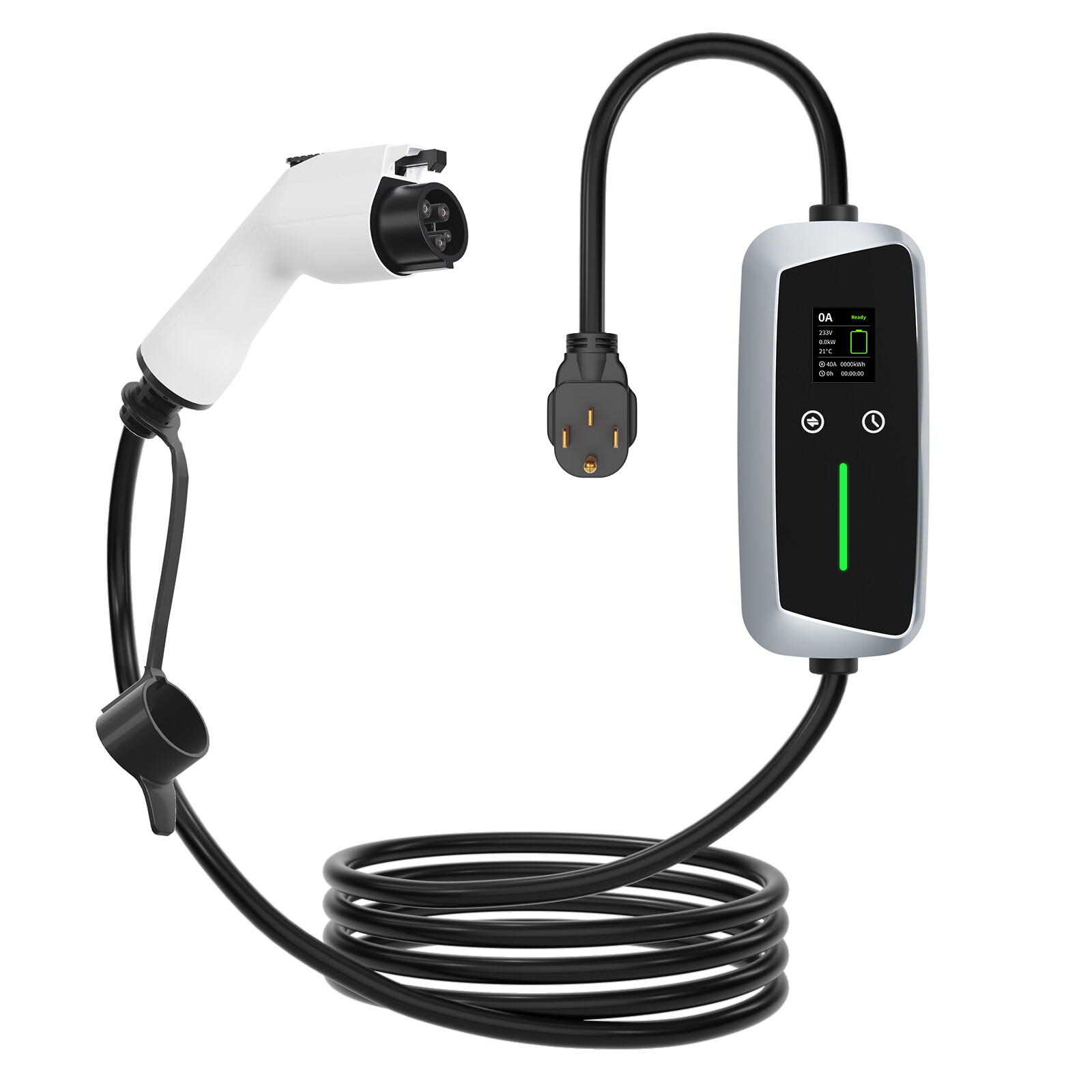 Cargador portátil para VE Tipo 1 de 7.4kw con pantalla LCD