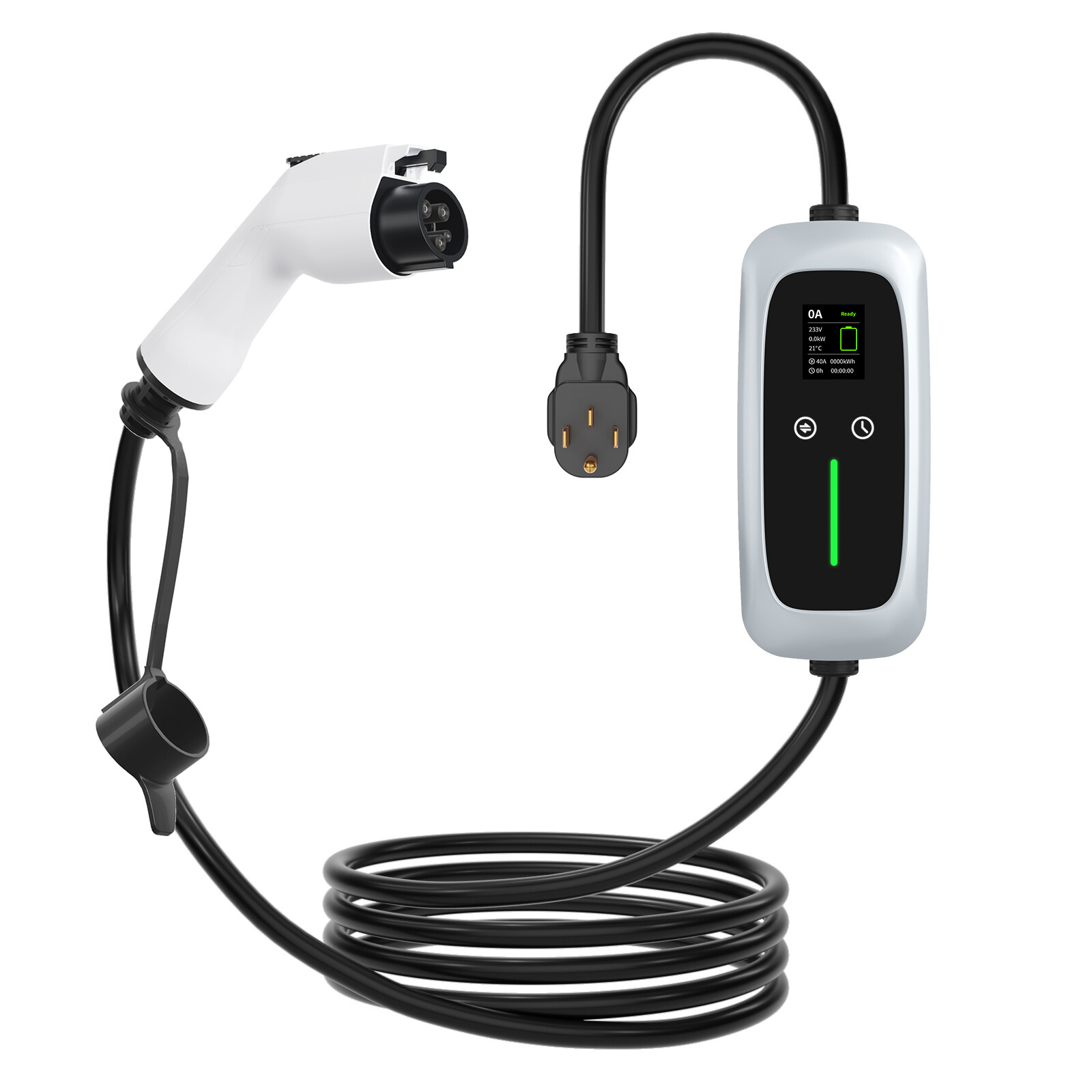 Cargador portátil para VE Tipo 1 de 7.4kw con pantalla LCD