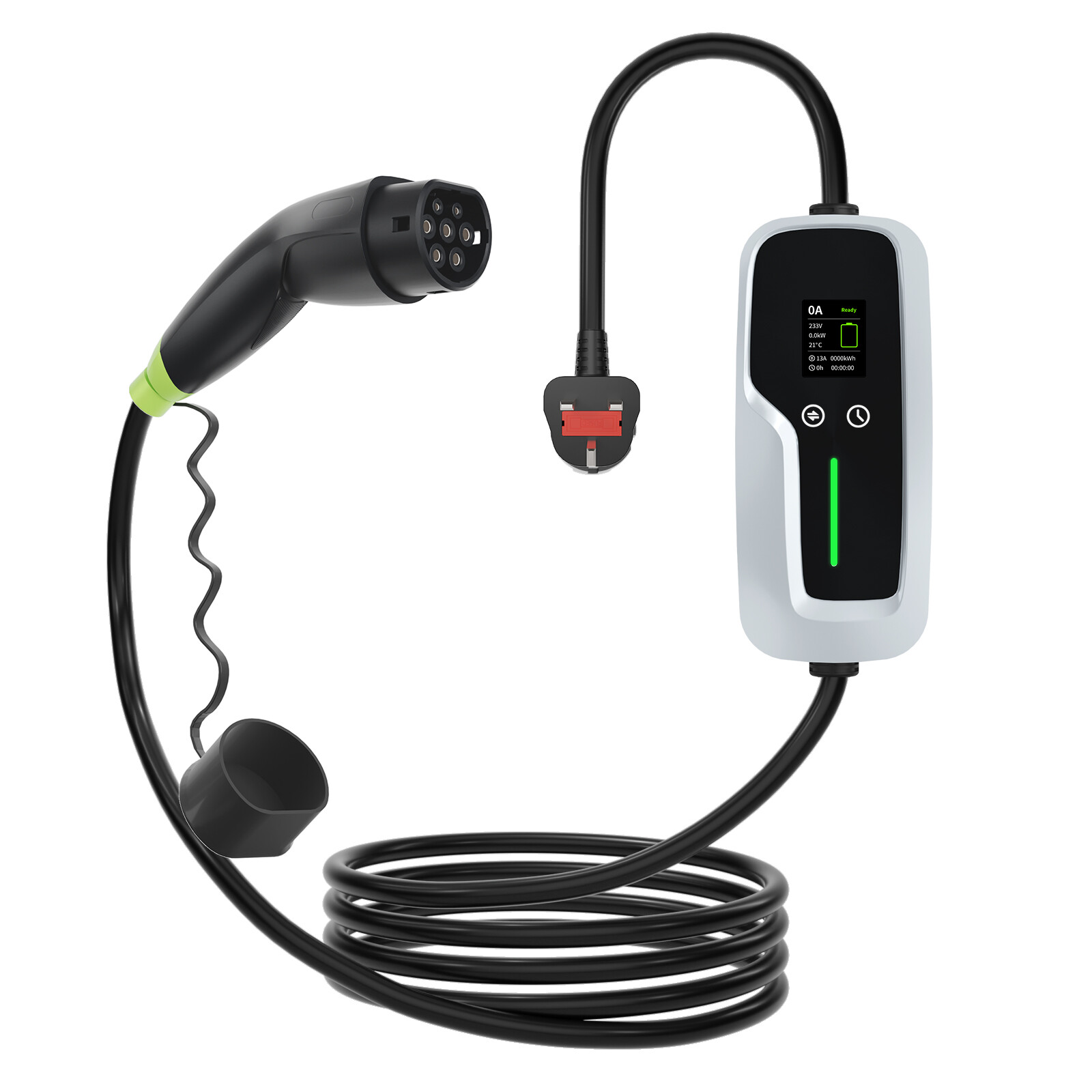 Cargador portátil para VE Tipo 2 7.4kw con pantalla LCD
