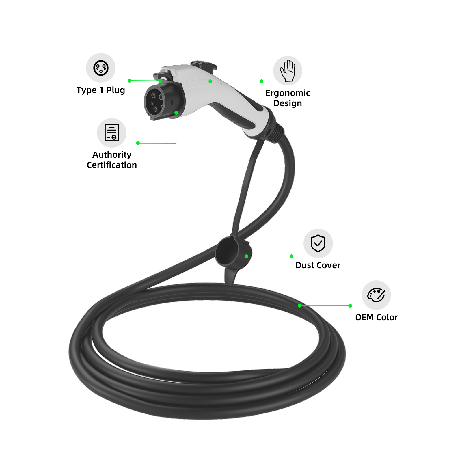 Cable EV EVSEClub G2.0 Tipo 1 a extremo abierto Cable EV EVSEClub G2.0 Tipo 1 a extremo abierto