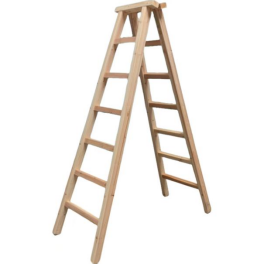 Flat headed wooden ladder