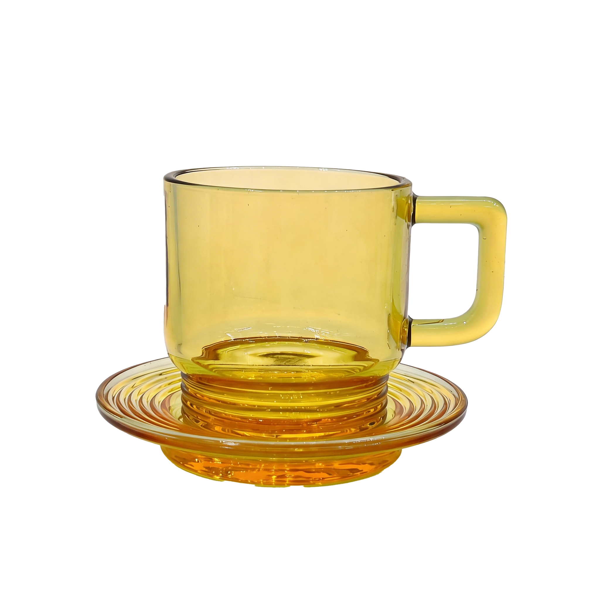 Glass Cup Plate Set Classic Heat Resistant 120ml Diamond Vertical ...