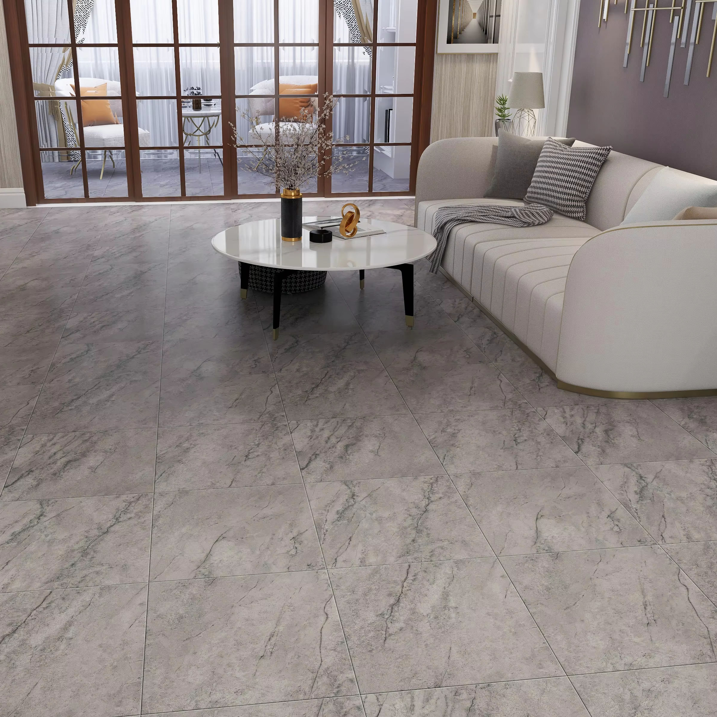 Natural stone click-install luxury flooring marble design LVT floor tile style plastic flooring