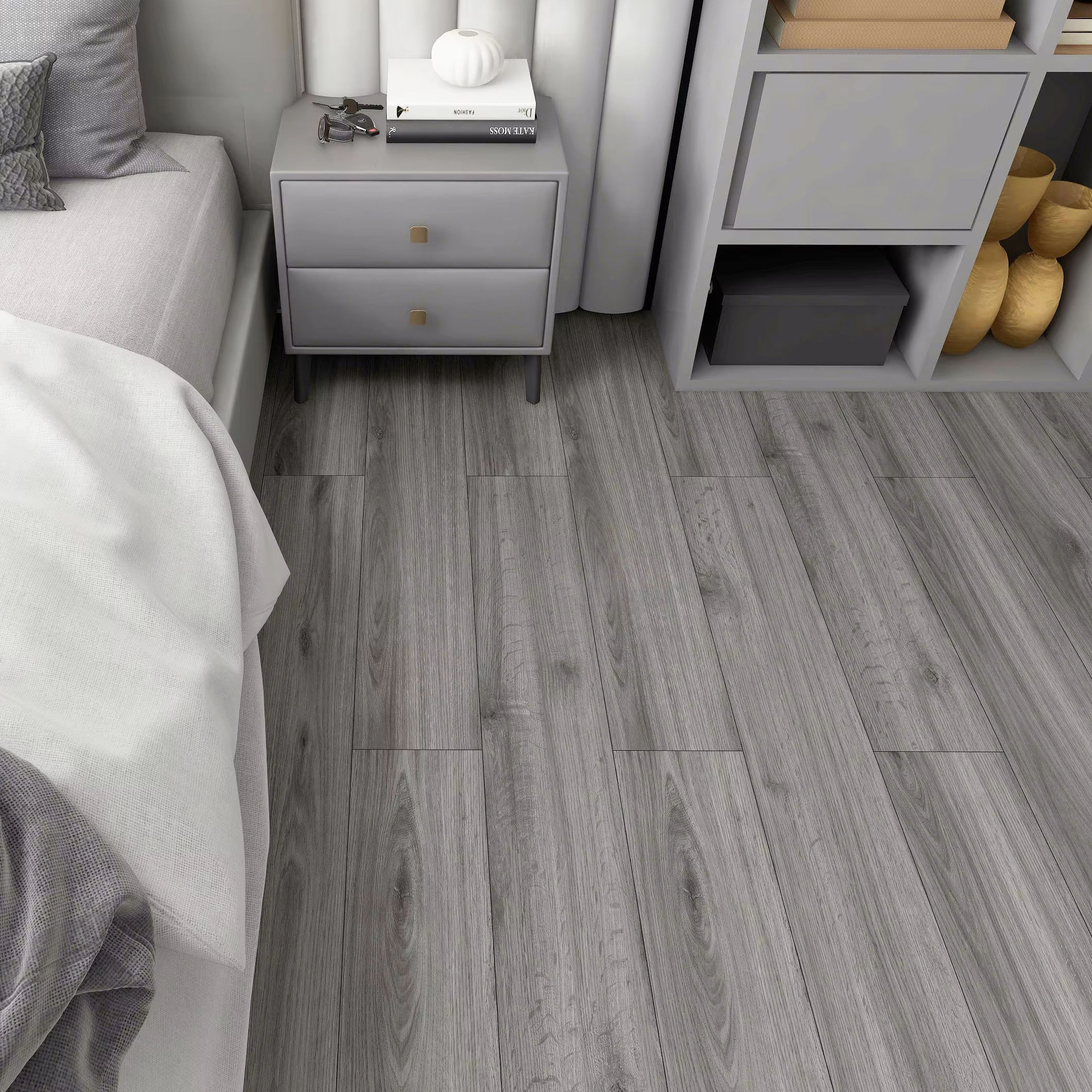 Kitchen Glue Down Plain Vinyl Plank Flooring Waterproof LVT for Office School Living Room & Indoor Use