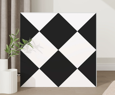 Living Room - Perfect Self - Adhesive LVT Tiles with Mosaic Designs: Waterproof and Fire - Resistant Peel - and - Stick Option