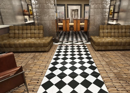Living Room - Perfect Self - Adhesive LVT Tiles with Mosaic Designs: Waterproof and Fire - Resistant Peel - and - Stick Option