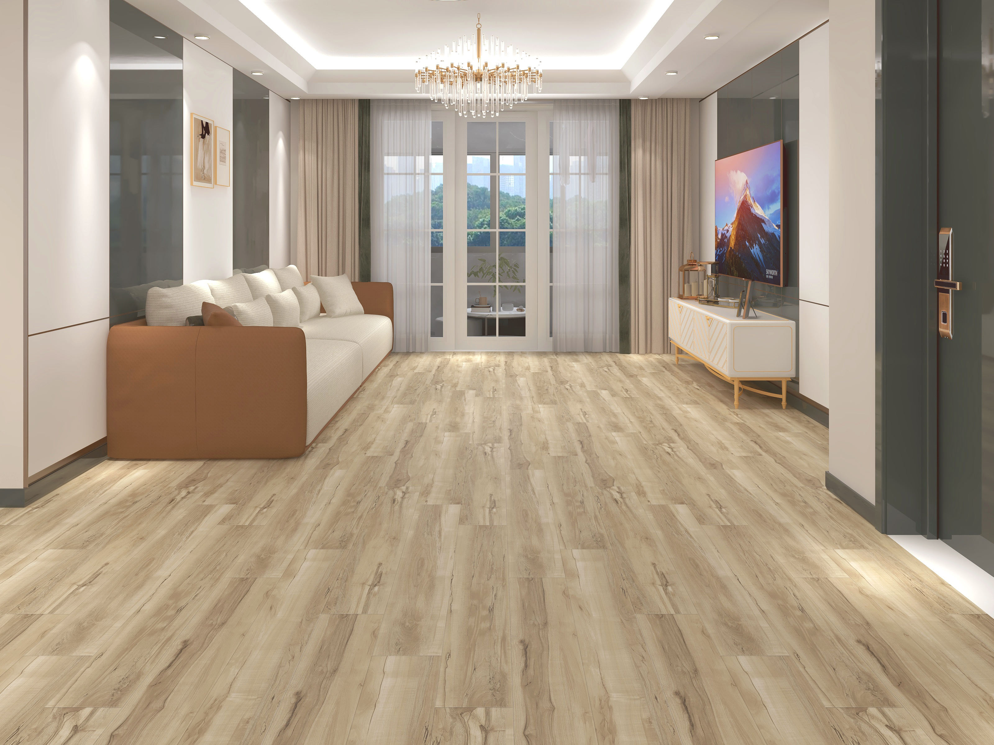 Light Oak SPC Vinyl Flooring Waterproof Click Lock Wear Resistant Floor for Living Room, Bedroom