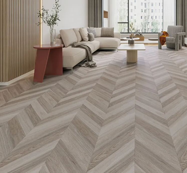 Light Grayish Beige SPC Chevron Flooring Durable Moisture-Proof Fireproof & Anti-Slip for Supermarkets Modern Living Spaces