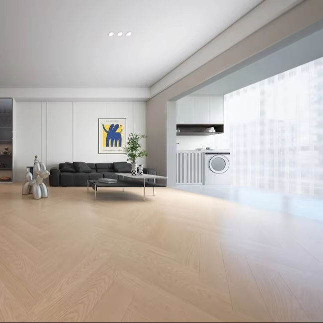 Anti-Scratch SPC Vinyl Flooring Wood Grain Herringbone Click Design 