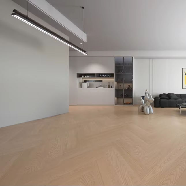 Anti-Scratch SPC Vinyl Flooring Wood Grain Herringbone Click Design 