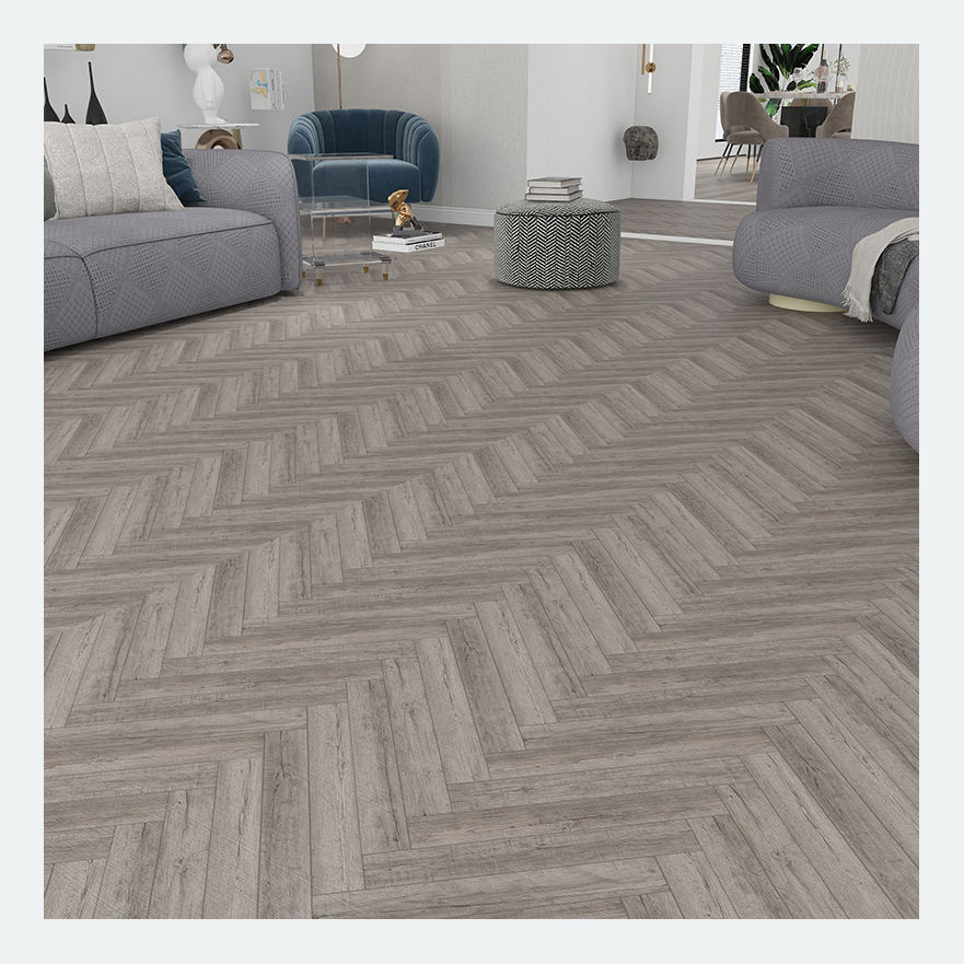  6mm Click Locking Fishbone Design Rigid Core SPC Hybrid Vinyl Flooring European Supermarket Home Office Anti-Slip