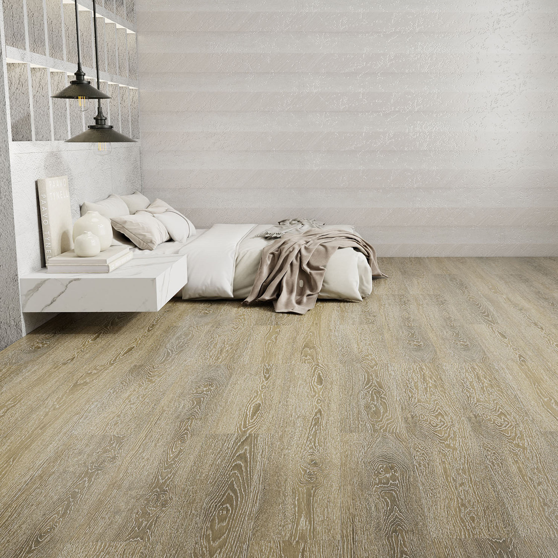 SPC Luxury Vinyl Plank Flooring IXPE Sound Reduction Waterproof Click Lock Natural Wood Look Plain Hospital Supermarket Mall