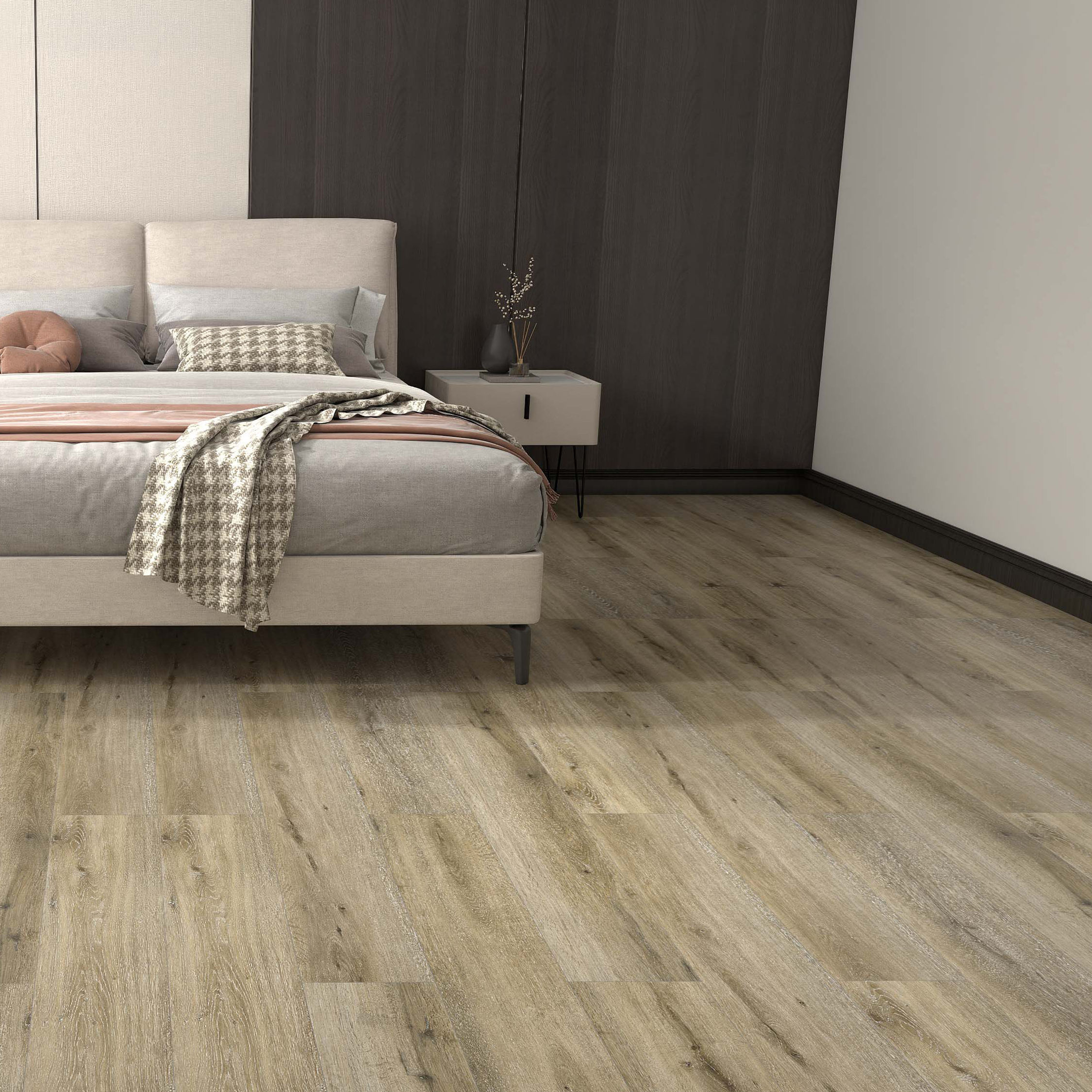 SPC Luxury Vinyl Plank Flooring IXPE Sound Reduction Waterproof Click Lock Natural Wood Look Plain Hospital Supermarket Mall
