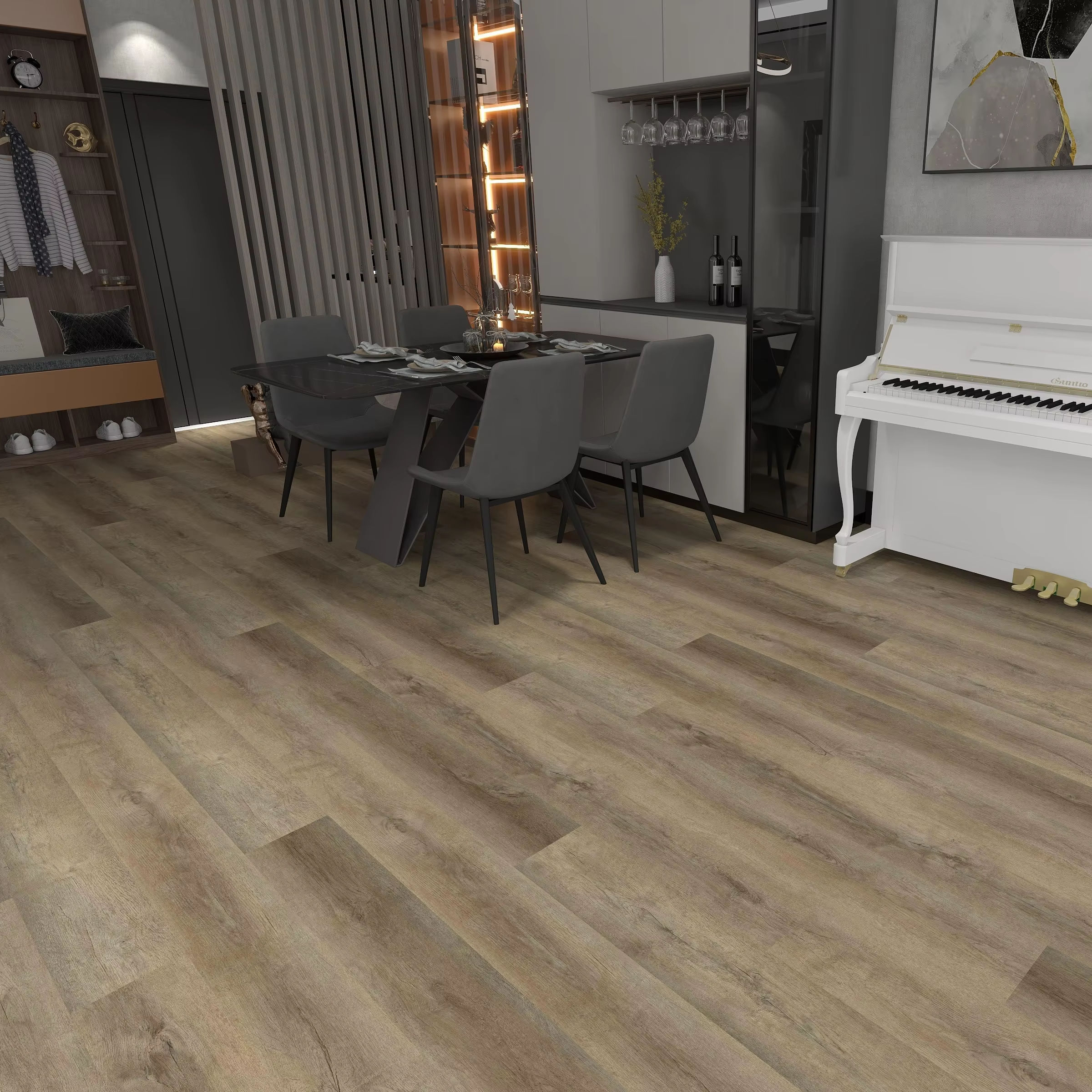 Stone-plastic flooring with natural wood grain veneer, SPC rigid core flooring, SPC flooring 8mm