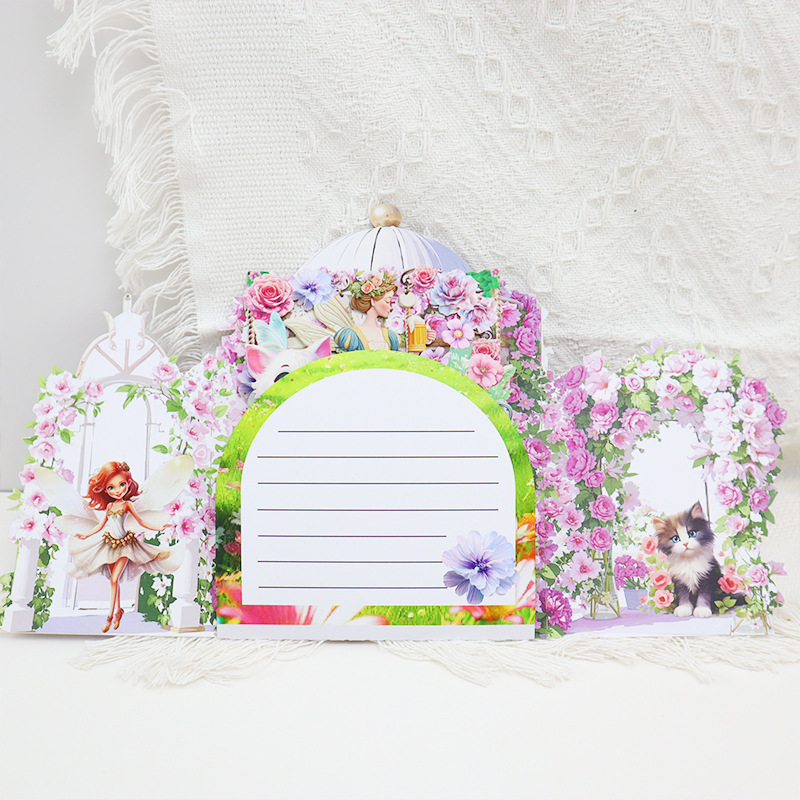 New Creative Pink Pavilion 3D Greeting Card Suitable for Women