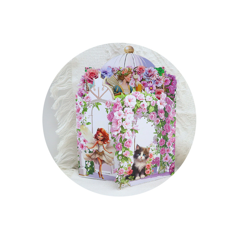 New Creative Pink Pavilion 3D Greeting Card Suitable for Women