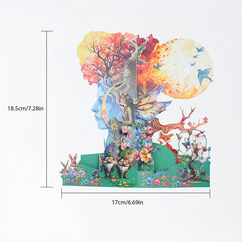 Modern Minimalist Tree Spirit Girl 3D Greeting Card