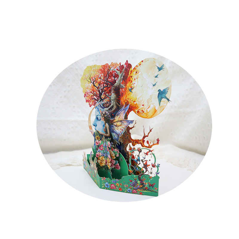 Modern Minimalist Tree Spirit Girl 3D Greeting Card