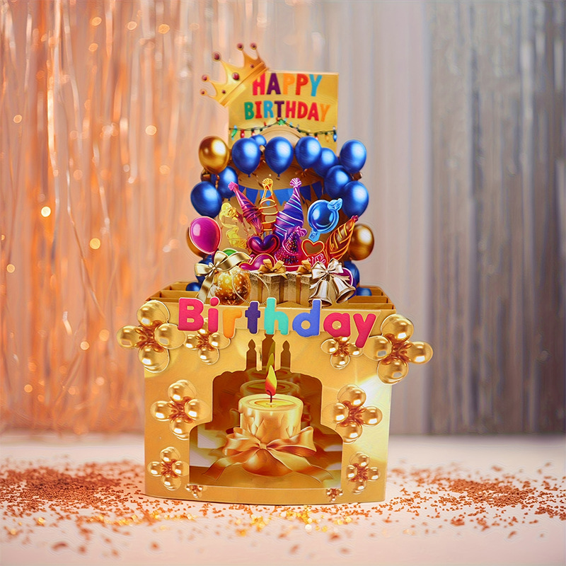 Golden Birthday Pop-up Card 3D
