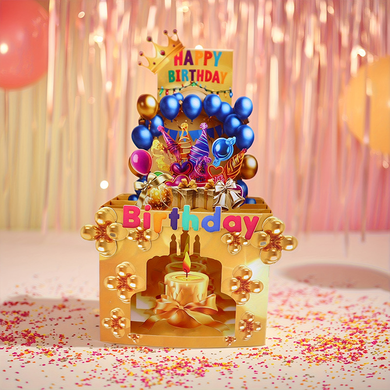Golden Birthday Pop-up Card 3D