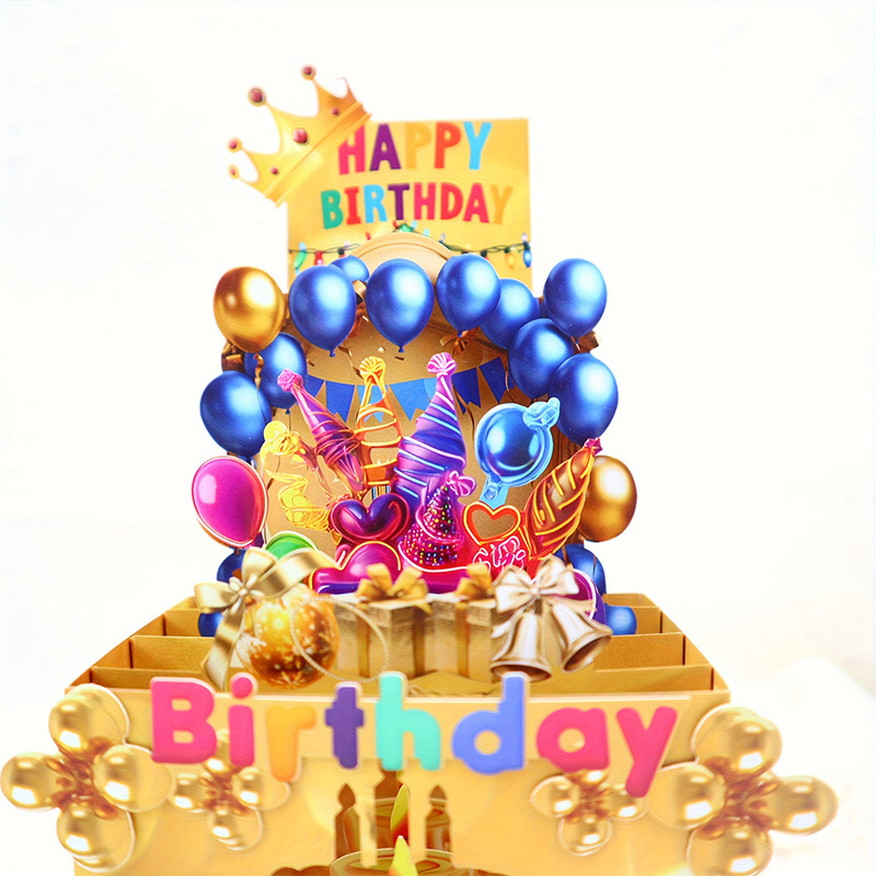 Golden Birthday Pop-up Card 3D