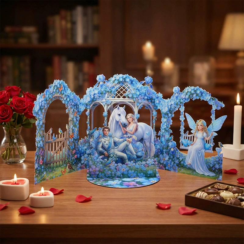 Blue Forget-Me-Not 3D Pop-Up Greeting Card