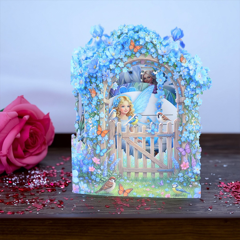 Blue Forget-Me-Not 3D Pop-Up Greeting Card