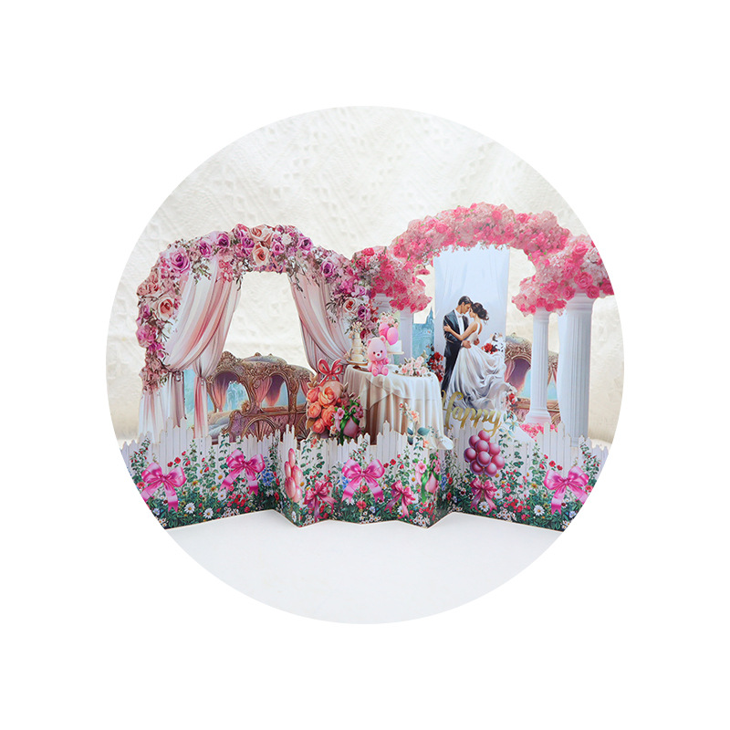 New Creative Pink Wedding 3D Greeting Card Suitable for Girls' Birthday, Bestie Gifts, Holiday Blessing Decorations