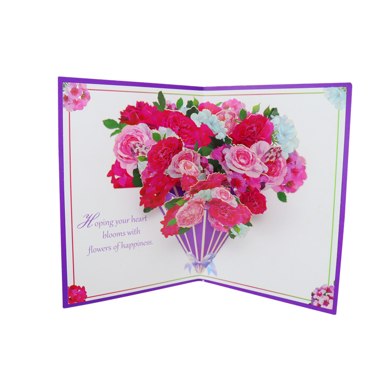 New Mother's Day Greeting Card with Gold Foil, Colorful Bouquet 3D Card, Holiday Birthday Thanksgiving Card