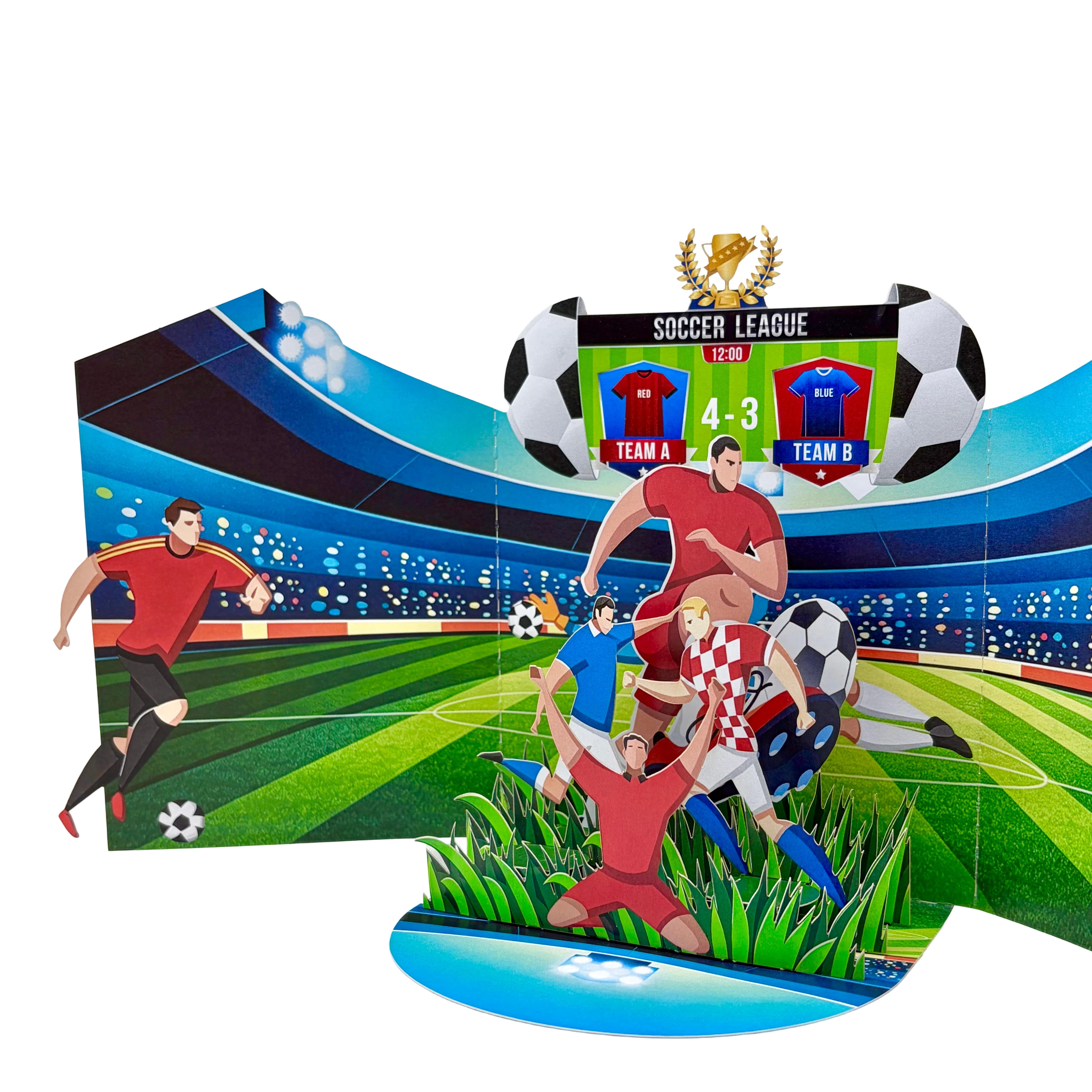 3D Football Match Score 4-3 Greeting Card