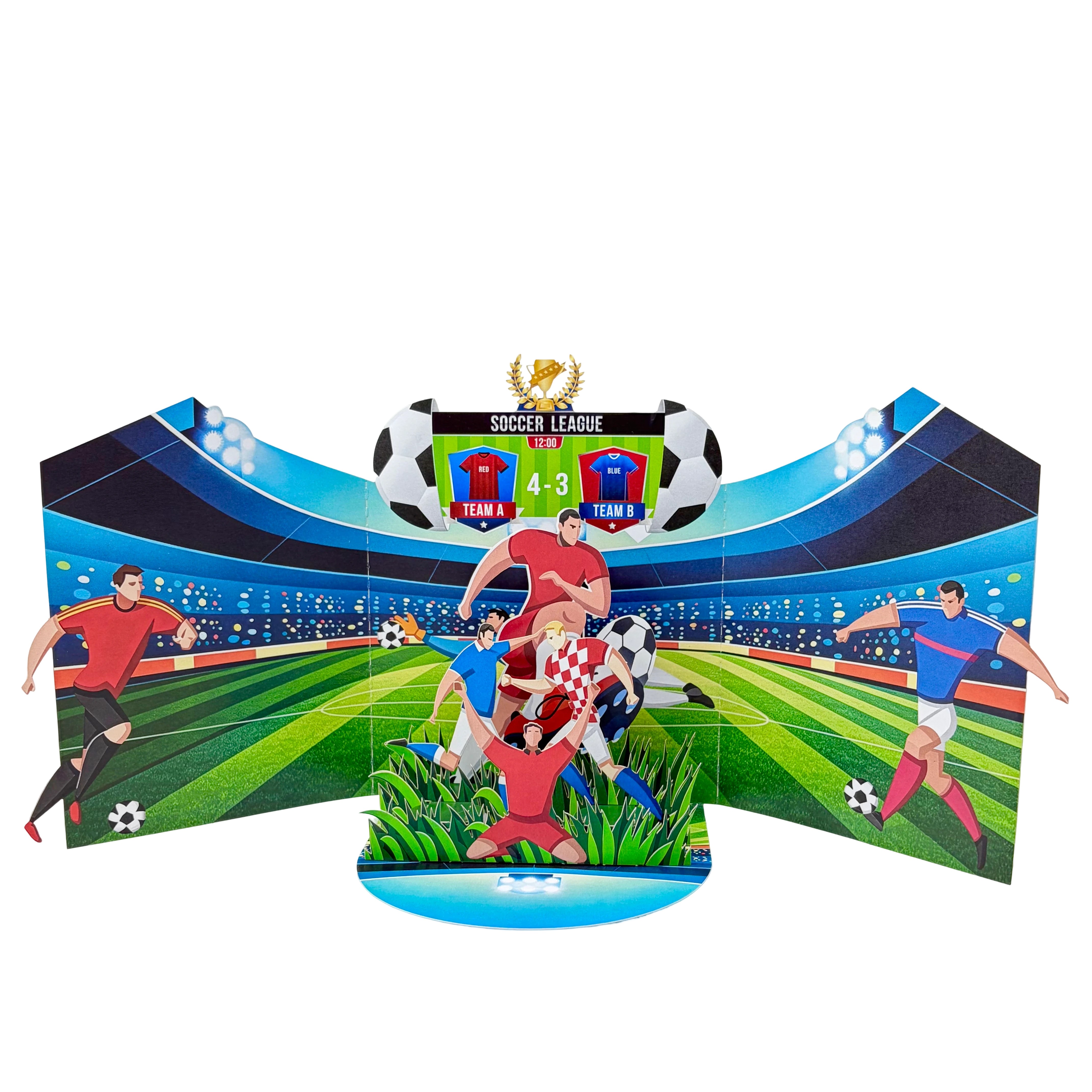 3D Football Match Score 4-3 Greeting Card