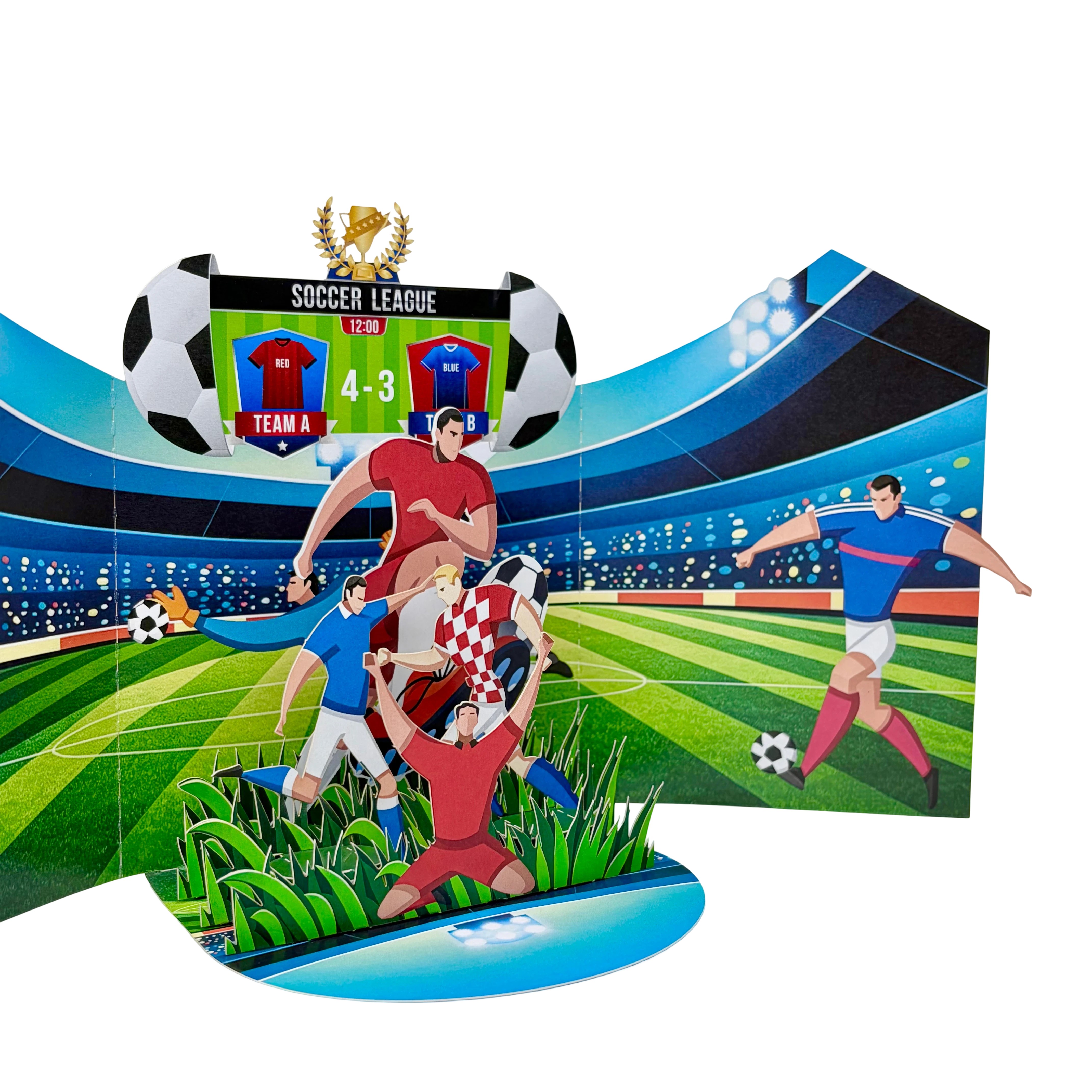 3D Football Match Score 4-3 Greeting Card