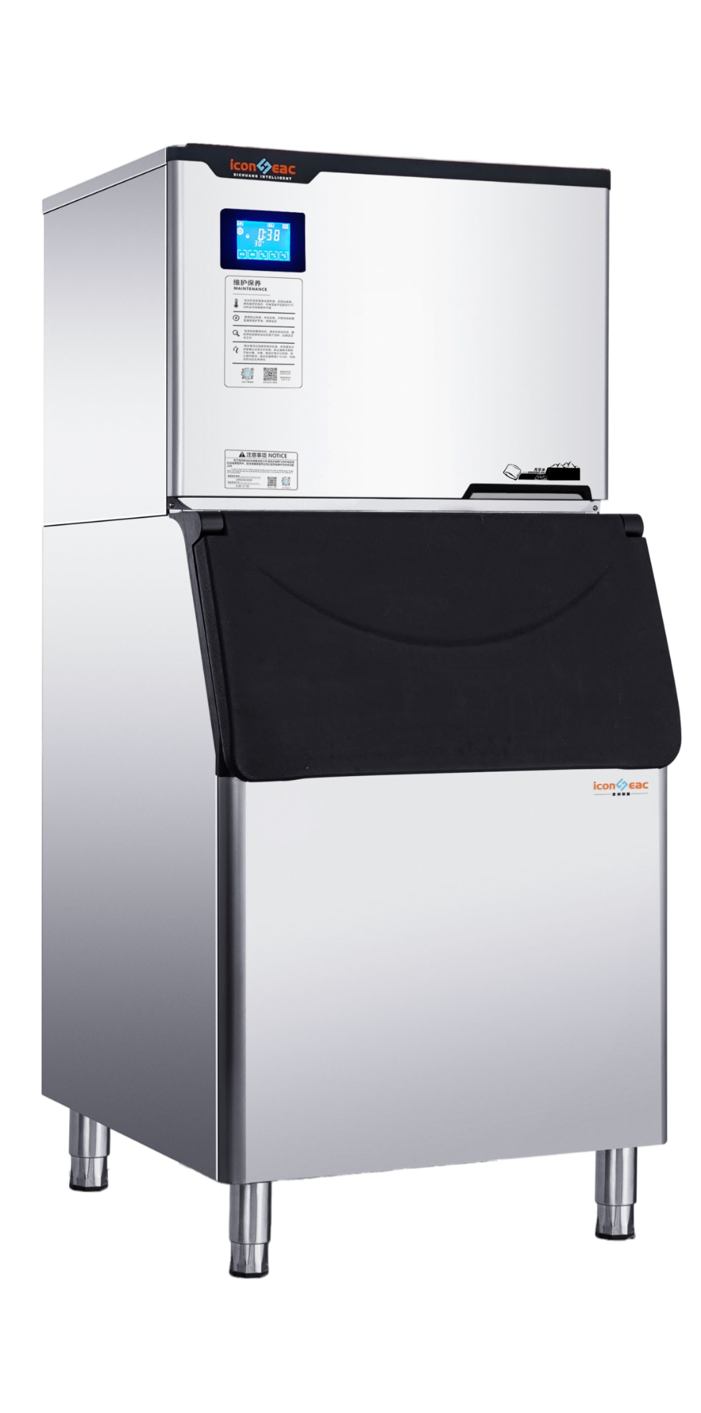 Split crescent ice machine